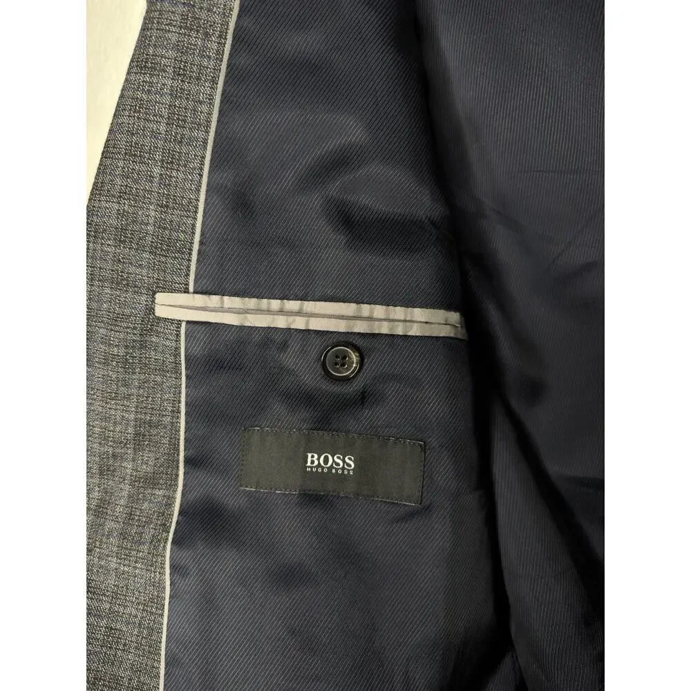 Hugo Boss The James4 Sport Coat Blazer Jacket 42R Wool 2 Button Windowpane Plaid